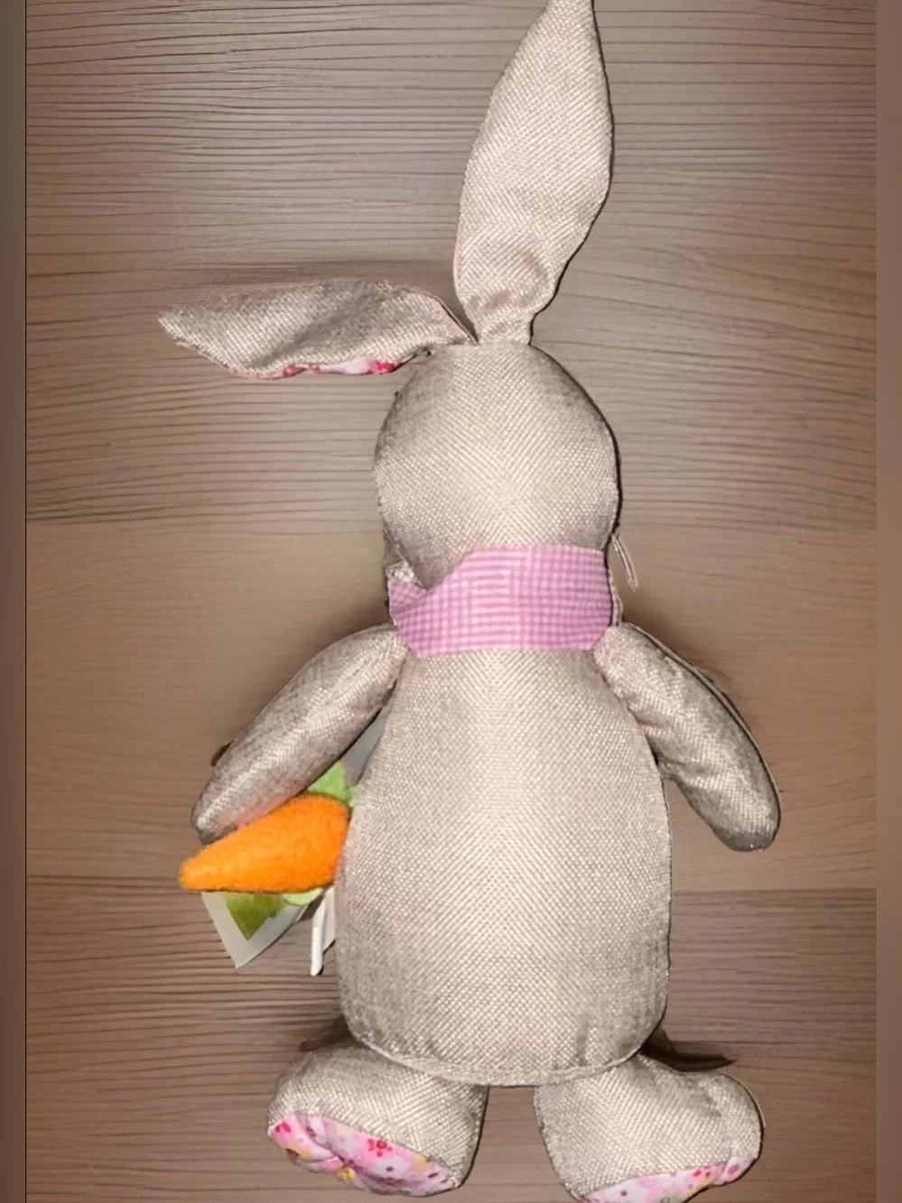 Easter Burlap Stuffed Bunny Rabbit Holding Carrot 18” Creative Design
